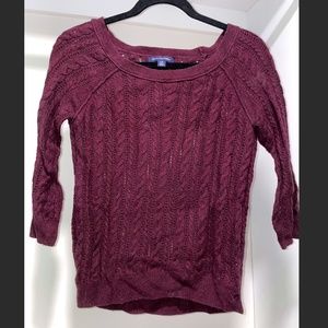 American Eagle Outfitters 3/4-length sleeve maroon knit sweater/top